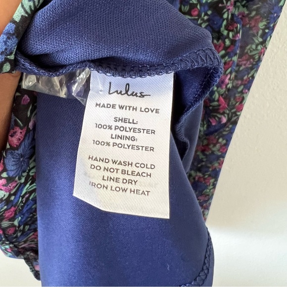 Lulu’s Evalina floral ruffle smocked high neck midi dress NWT size extra small - Picture 6 of 9